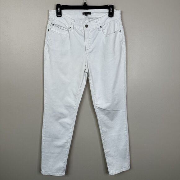 Eileen Fisher Jeans Womens 8 White Organic Cotton Stretch Denim Skinny Ankle - Picture 2 of 10